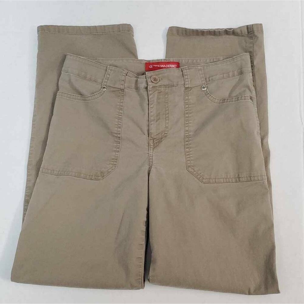 Gloria Vanderbilt Womens 4 Petite Pants Tan Brown Stretch Jeans Khaki Pants